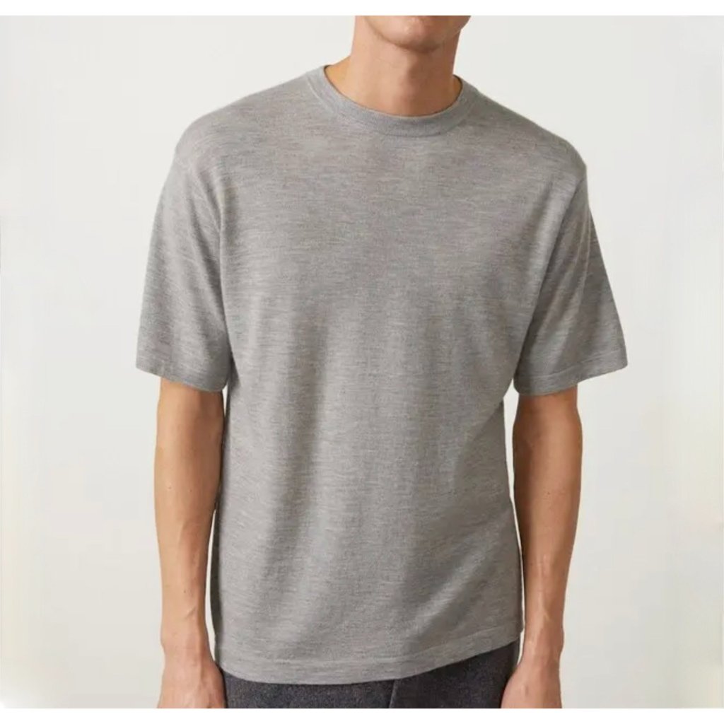New Lisa Yang Mens 100% Cashmere Sweater T Shirt 4 / Large Gray Ancell Mist $545